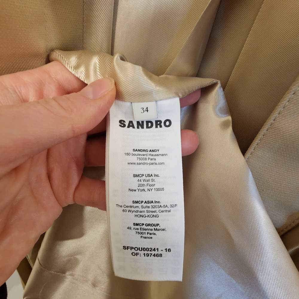 Sandro Tan Pleated Trench‎ Coat - Picture 12 of 16
